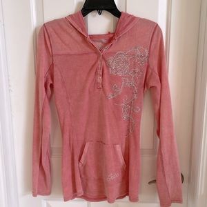 Guess rose pink hooded top with embellishment.
